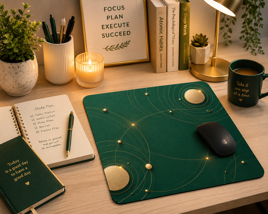 Elegant Emerald and Gold Orbits