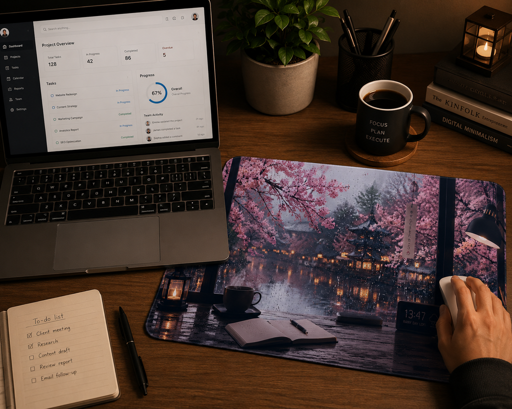 Aesthetics Rainy Night Theme Mouse Pad