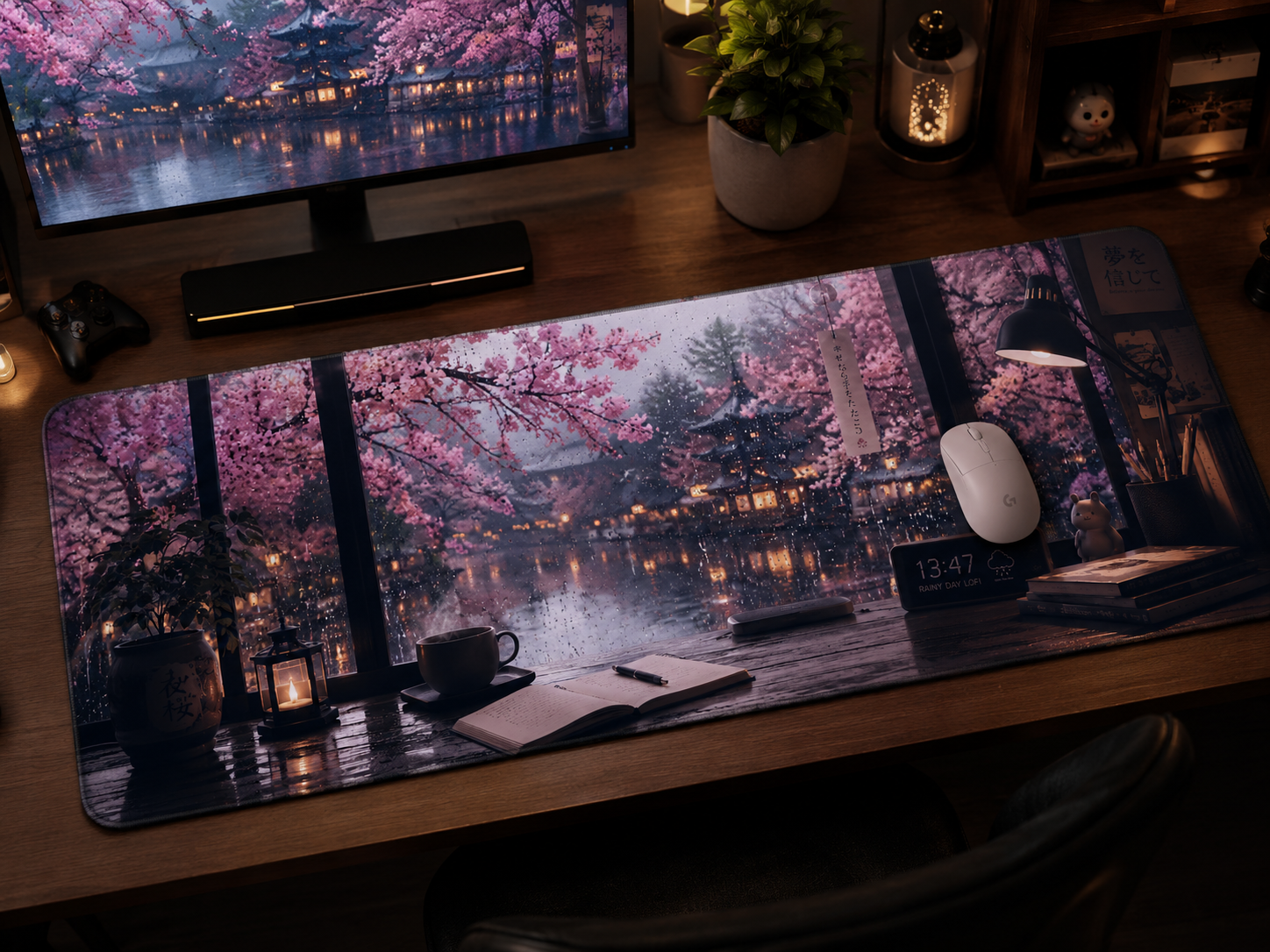Aesthetics Rainy Night Theme Mouse Pad