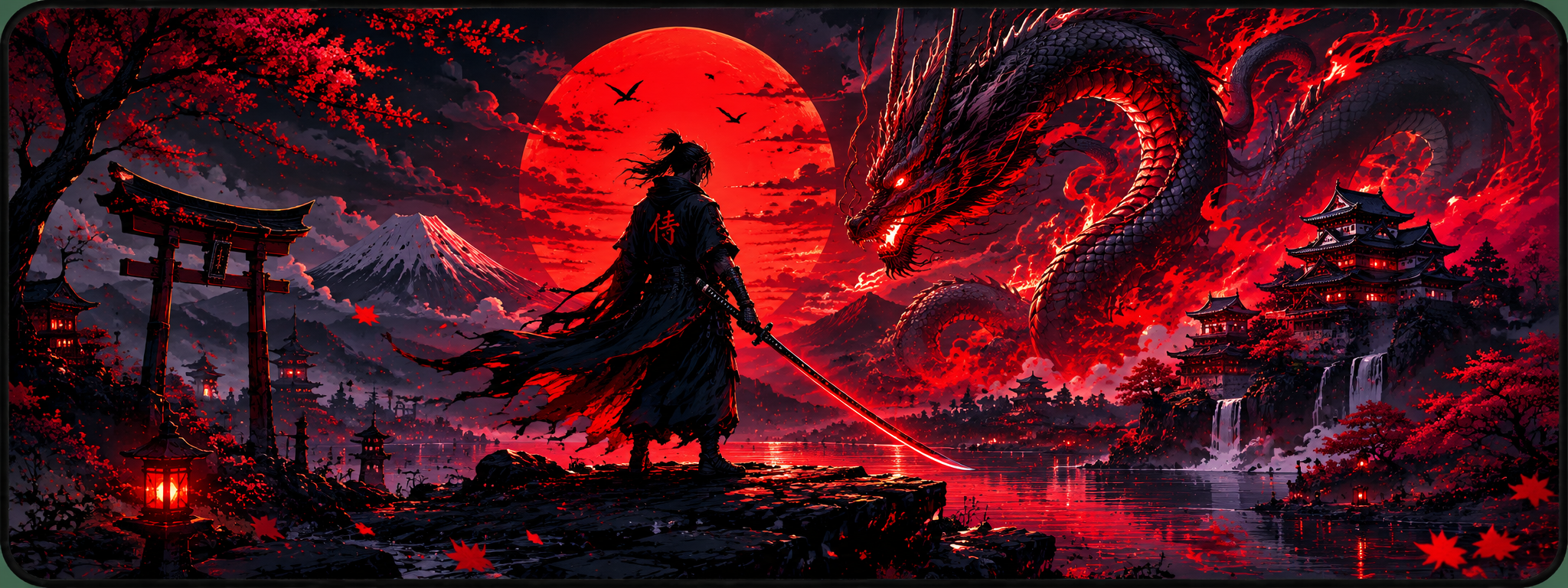 Samurai Dragon Gaming Mouse Pad – Neon Warrior Edition