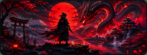 Samurai Dragon Gaming Mouse Pad – Neon Warrior Edition